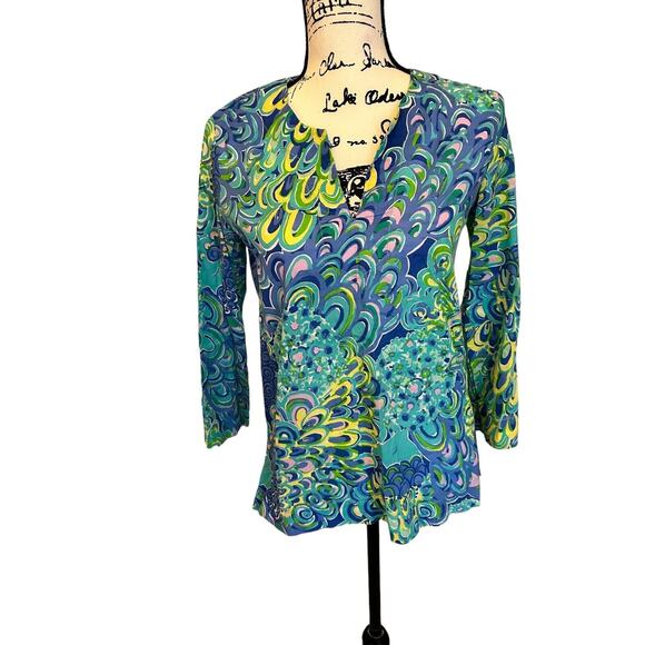 Lilly Pulitzer Tops - Lilly Pulitzer Top‎ XS Colorful Tunic Lightweight Cotton 16523 Shirt Blue Lagoon